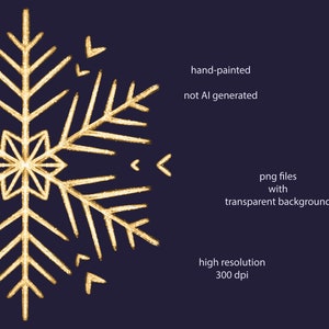 Gyllene snöflinga Clipart - Snöflingor PNG - Jul Clipart - Glitter snöflingor PNG - Jul clipart - Vinter Clip Art - 2607 bild 3