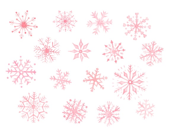 Nude Pink Silver Snowflakes, Watercolor Clip Art, Christmas