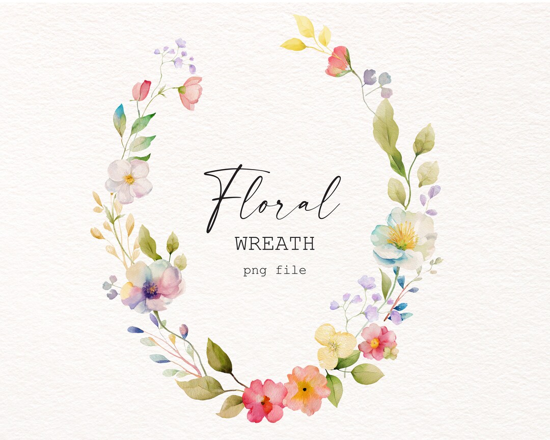 Watercolor Floral Wreath, Floral Wreath Clipart, Floral Wreath Png