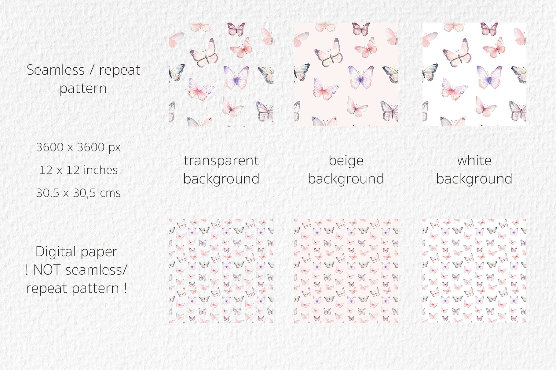 Butterflies Digital Paper Png JPG - Watercolor Butterfly Seamless ...