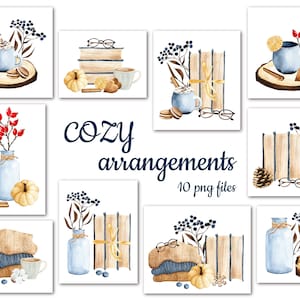 Art mural imprimable aquarelle d'hiver confortable, lecture confortable et affiches de tricot, hiver, automne, scène de maison d'automne, téléchargement immédiat de fichier Png 001