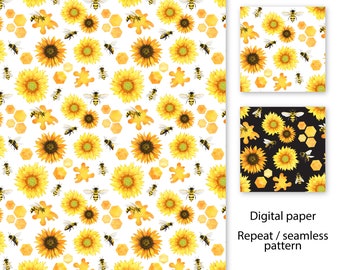 Sunflowers Cow Print Seamless Repeat Digital Pattern Repeat 