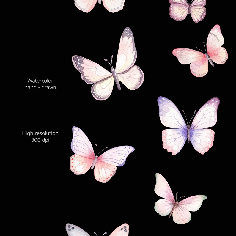 Butterflies Digital Paper Png JPG - Watercolor Butterfly Seamless ...