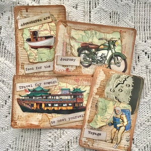 Altered speelkaarten te koop, junk journal, efemere, gothic Alice, knutselen, reizen, alcoholinkt, gelamineerd