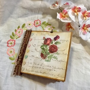 Diario di carta paglia, effimeri vintage, pagine di libri vintage, fatto a mano, diario, quaderno, riciclato, vintage