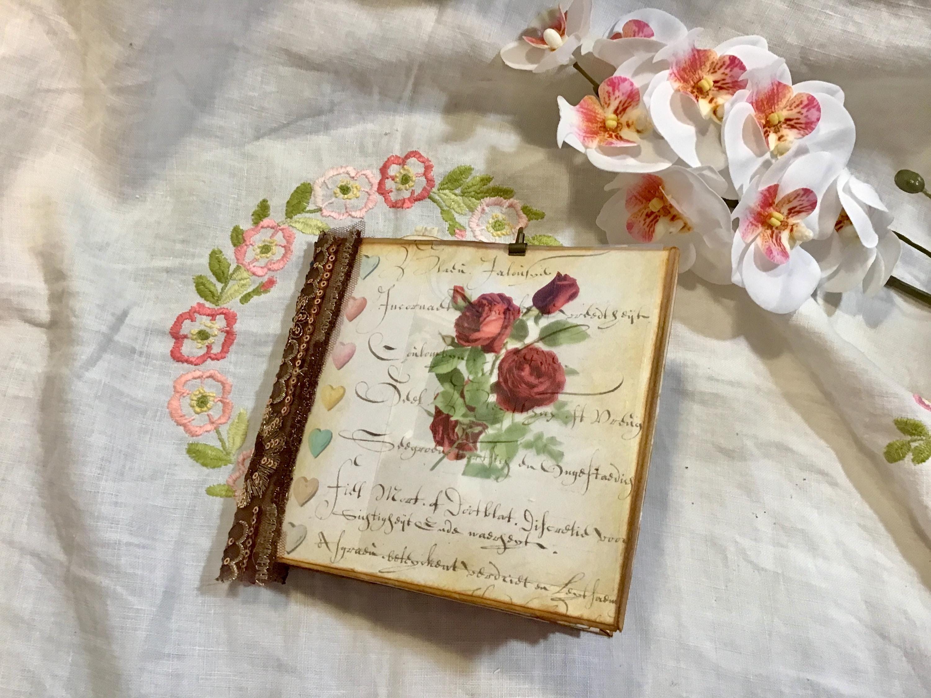 Straw Paper Junk Journal - Vintage Ephemera and Book Pages -  Handmade Diary Notebook - Recycled Paper - Junk Journal Supplies