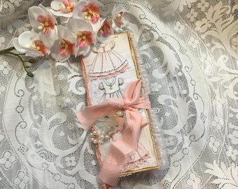 Dollhouse Junk Journal, Handmade Journal with Ephemera and Pockets, Shabby Chic, Hand Dyed Papers, Diary, Notebook, Recycled Paper