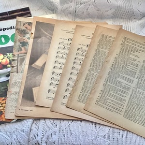 Paquete de páginas de libros vintage en venta, antigüedades de finales de 1800 a mediados de 1900, revista de cocina, encajes y adornos, diarios basura, álbumes de recortes, collage de arte
