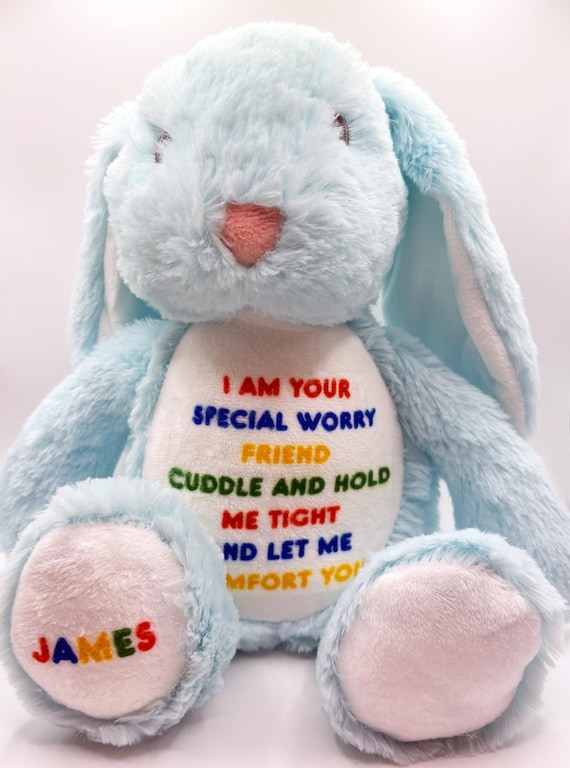 Personalized Worry Bunny Plush, Comfort Toy for Kids
