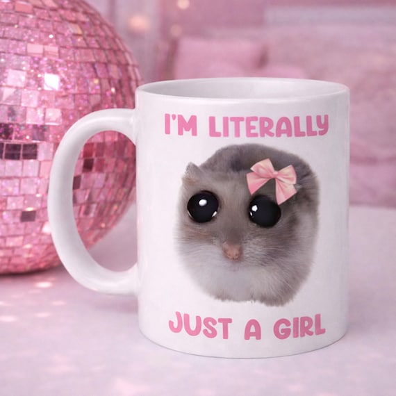 sad hamster mug - novelty 11oz coffee mug - gift for her
