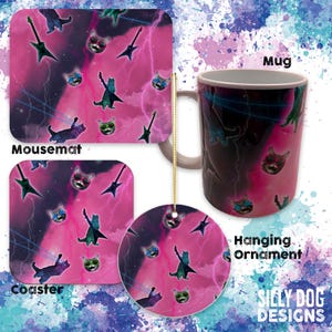 Taza, bolso, posavasos, tabla de cortar o adorno con diseño funky de gatos de roca