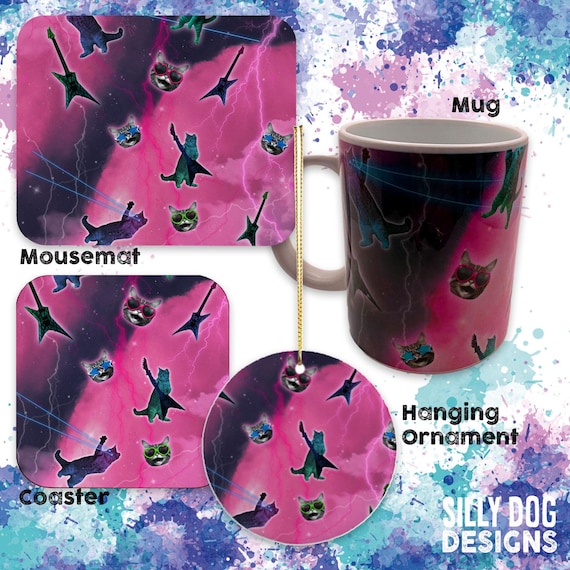 Rock cats funky design Mug, Tote, coaster, chopping board or ornament