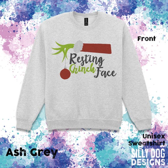 Resting Grinch Face Sweatshirt, Jumper,  tank top,  t-shirt . Christmas Jumper