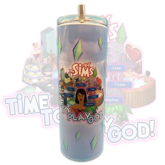 Sims Time to Play God Tumbler: Printed Stainless Steel, Gamer Gift