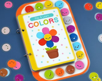 Color Matching Busy Book, Digital Printable Kids Activity, Colour Sorting Game for Toddlers, Learning Velcro Game, Printable Worksheet