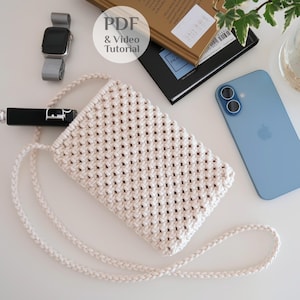 VIDEO Tutorial & PDF Macrame Crossbody Bag Pattern Simple Daily Purse DIY