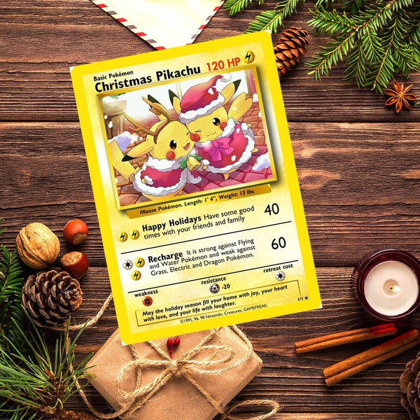 Sale - Legendary Christmas Pikachu - New 2023 Custom made - Pokemon card