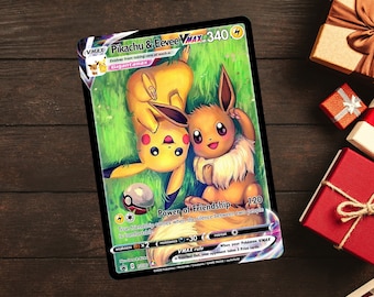 Pokémon Karte - Pikachu und Eevee Vmax  - Custom made - Neu in 2023 - tolles Geschenk - Freundschaft