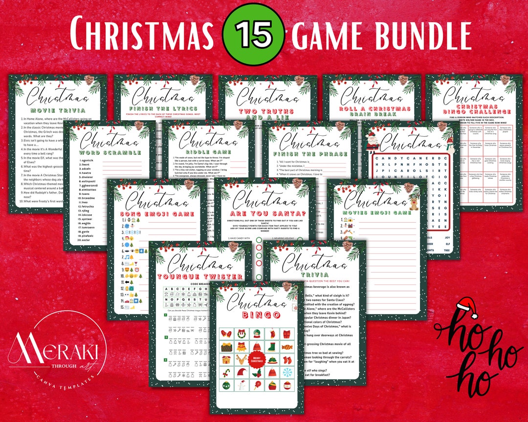 Printable Christmas Game Bundle Christmas Party Games Christmas Games