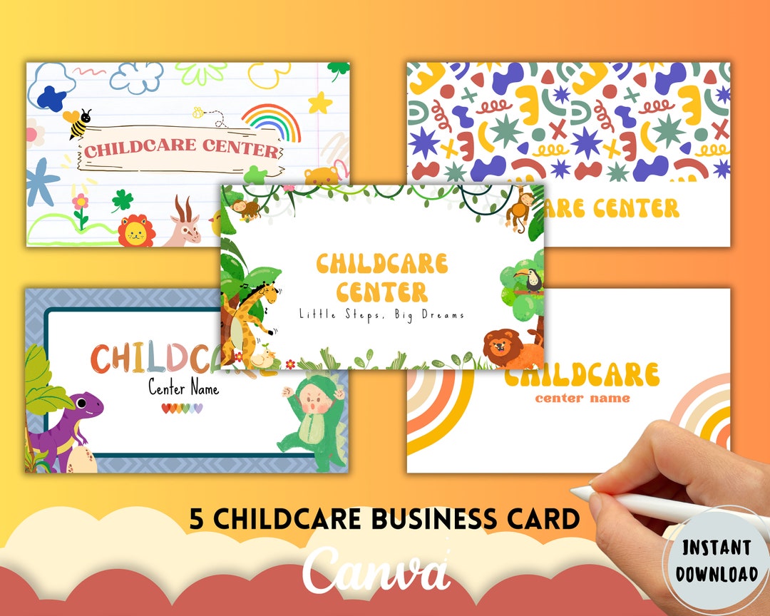 Childcare Business Card, 5 Daycare Business Card, Editable Childcare