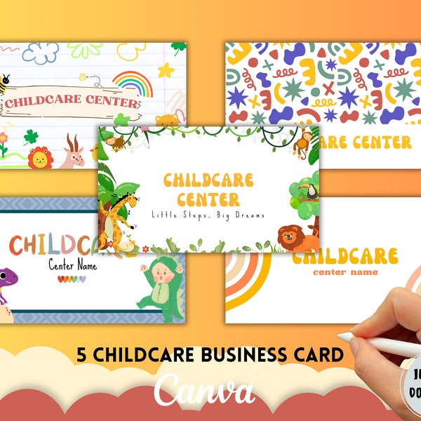 Childcare Business Card, 5 Daycare Business Card, Editable Childcare Business Card, Editable Daycare Business Card, Preschool Business Card