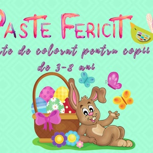 Carte de colorat de Paști pentru copii cu vârste cuprinse entre 3 e 8 anos! A coleção (PDF) de páginas coloridas distrativas de Pasta!