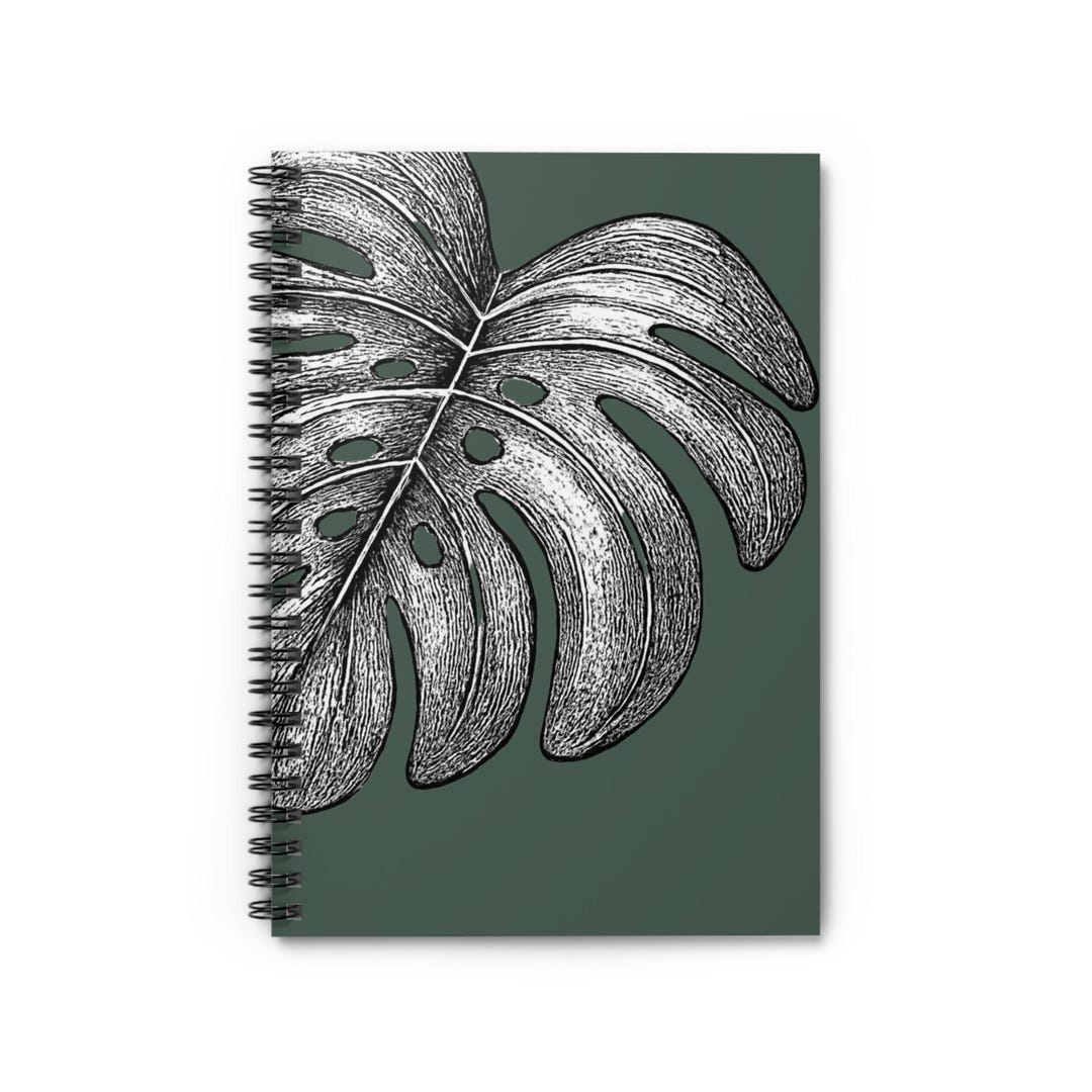 Monstera Sketch Spiral Notebook - Green Botanical Ruled Journal - Etsy