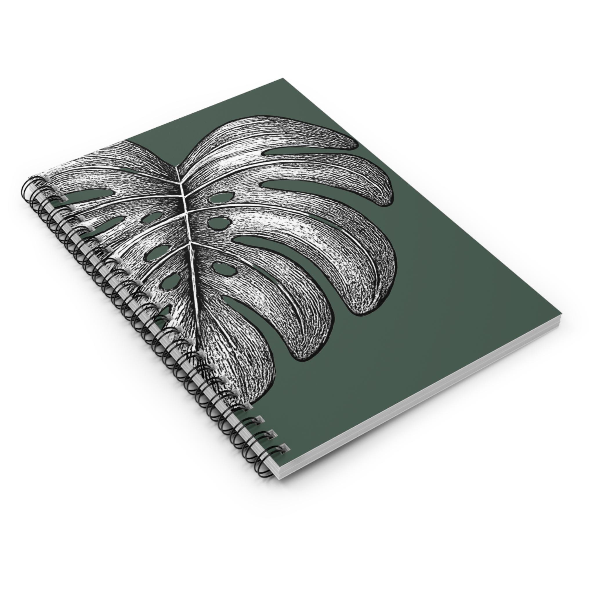 Monstera Sketch Spiral Notebook - Green Botanical Ruled Journal - Etsy