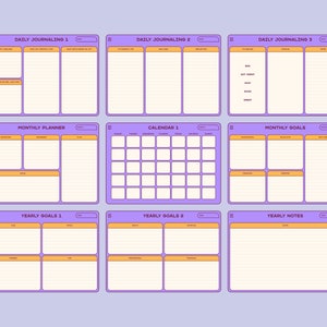 Undated Retro Life Planner with Hyperlinks | Digital Planner for iPad, Goodnotes, Notability | Template Digital Planner | 2021 Calendar image 4