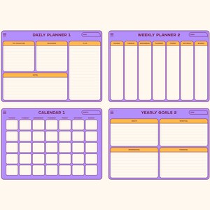 Undated Retro Life Planner with Hyperlinks | Digital Planner for iPad, Goodnotes, Notability | Template Digital Planner | 2021 Calendar image 6