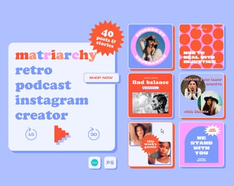 Matriarchy Retro Podcast Creator Instagram Template Canva PSD