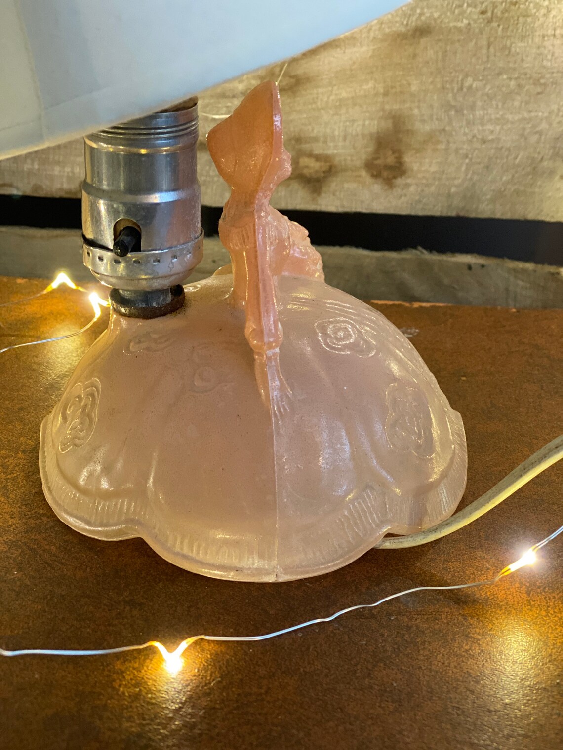 Vintage Pink Glass Victorian Lady Lamp Etsy