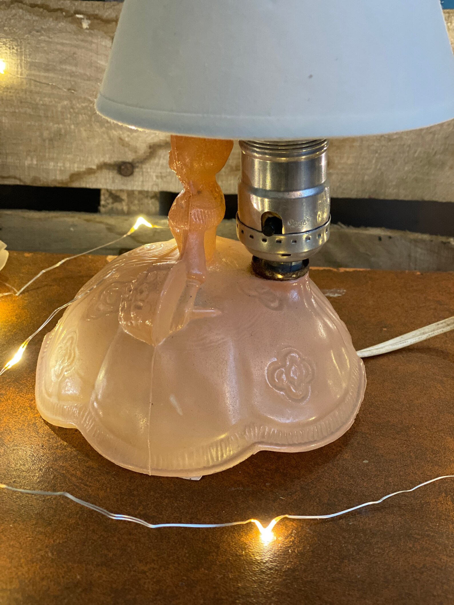 Vintage Pink Glass Victorian Lady Lamp Etsy