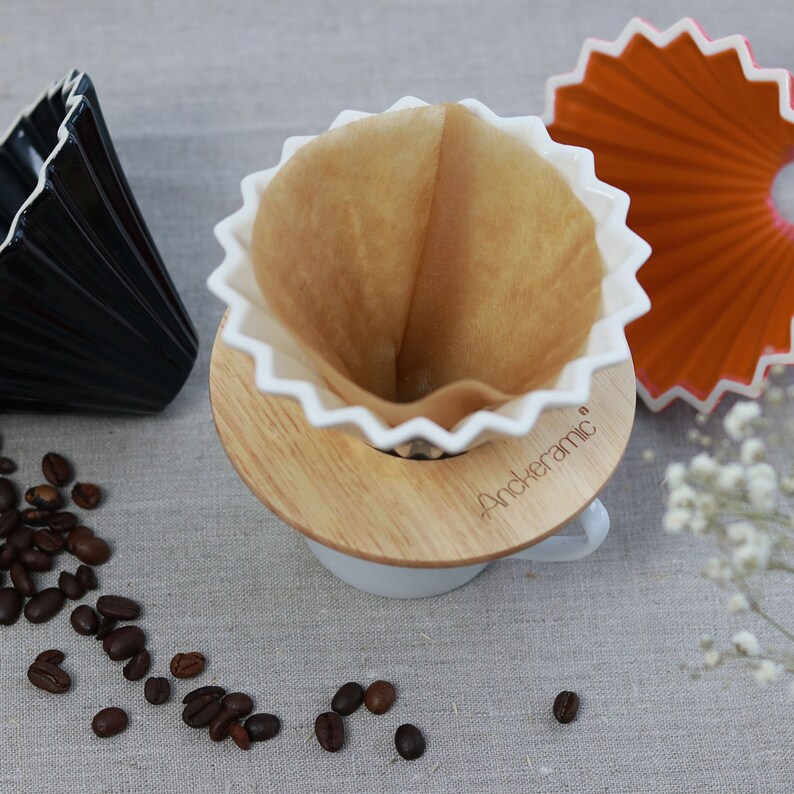 Keramik Kaffee-Handfilter Halter, Handmade 200gr, 8cm x 12cmØ Pastellblau Bild 7