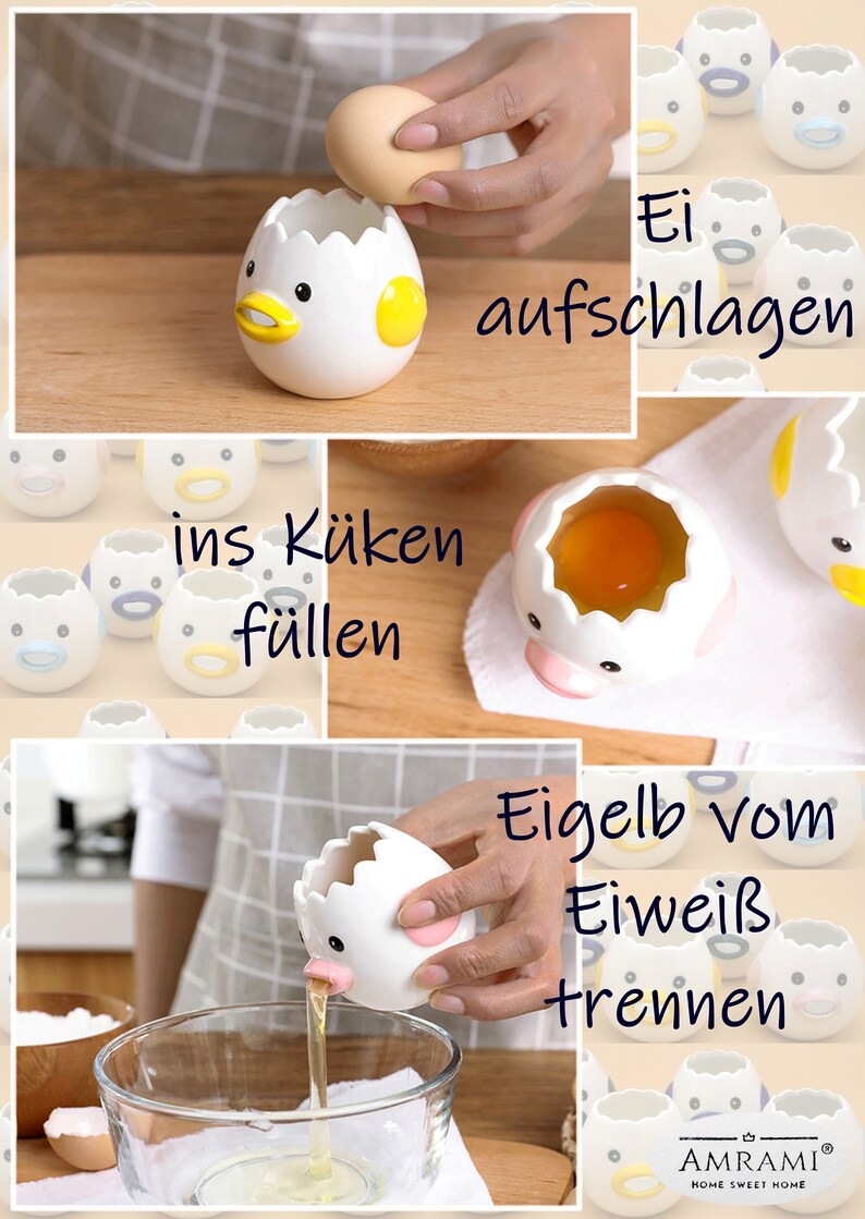 Eiertrenner Eigelbtrenner Küken aus Keramik zum Backen und Kochen, spülmaschinenfest handarbeit Bild 2