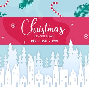 Christmas village svg - houses - town - winter decoration window - Christmas scene svg for cricut, laser file, plotter - Weihnachtsdorf