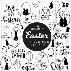 German Easter plotter file SVG - Ostern potterdatei - Frone Ostern - Easter Bunny SVG plotter laser fill for cricut