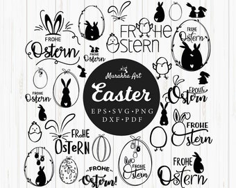 German Easter plotter file SVG - Ostern potterdatei - Frone Ostern - Easter Bunny SVG plotter laser fill for cricut