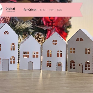 Kersthuis 3d cricut / Papierhuizen SVG / cricut svg kerstmis