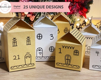 DIY Advent calendar download / Christmas Village House Printable