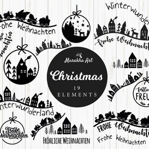 Weihnachtsdorf svg, png - Fensterbilder weihnachten svg - Weihnachtsszene SVG für Cricut, Laserdatei - Plotter File