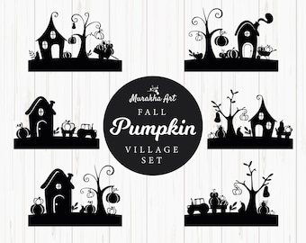 Archivo de trazador de otoño - Pueblo de otoño svg - Calabaza - Hola otoño cricut, Kürbis - Hallo Herbst Plotterdatei svg Kürbisblätter archivo láser