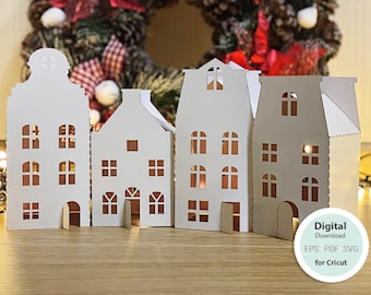 Weihnachtshaus SVG / Papier Dorf Dekoration / Cricut Weihnachten