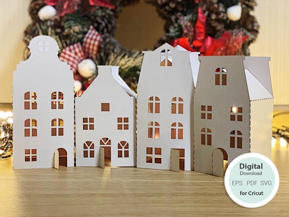Christmas house SVG / paper village decoration / cricut christmas