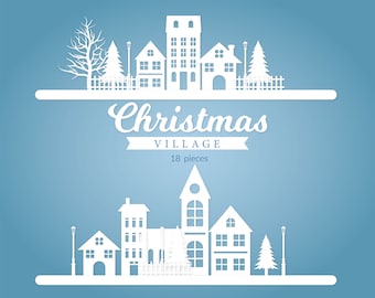 Christmas village svg - Christmas town svg - cricut, cut files