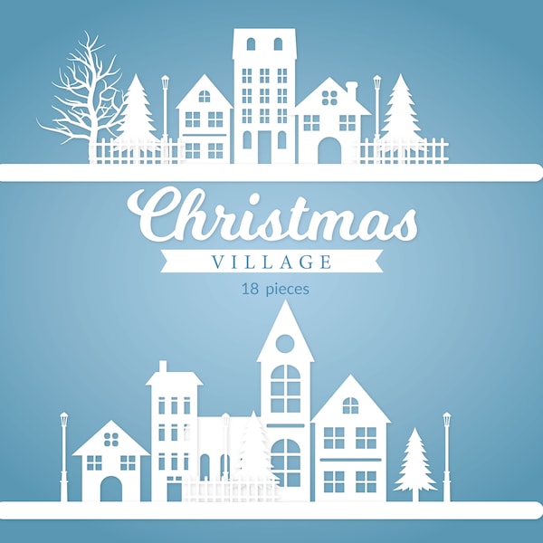 Christmas village svg - Christmas town svg - cricut, cut files