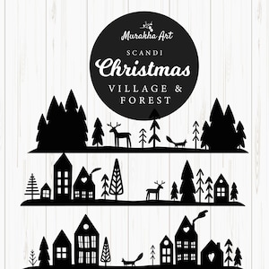 Christmas village svg - winter village svg - Christmas window svg - Christmas scene svg for cricut, laser file