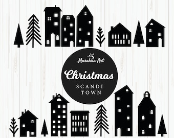 Christmas village svg cricut - Christmas town svg -  scandinavian house svg, png, clipart, cut files