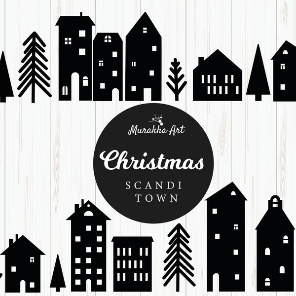 Christmas village svg cricut - Christmas town svg -  scandinavian house svg, png, clipart, cut files