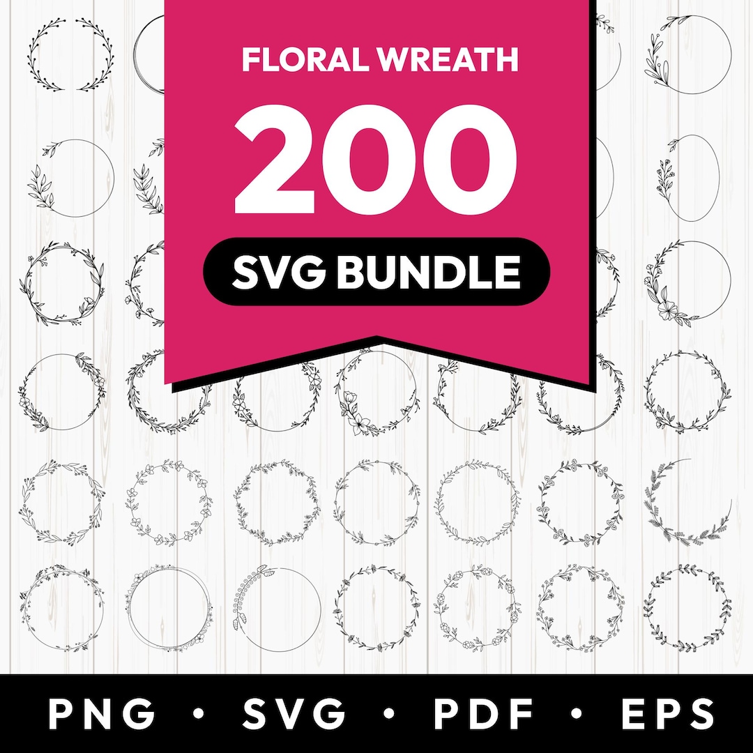 Floral Wreath SVG Bundle, Wedding Flower Spring Frame Circle - Etsy